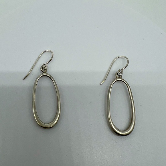 Jewelry - 925 STERLING SILVER Oval Drop Dangle Small Hoop Earrings